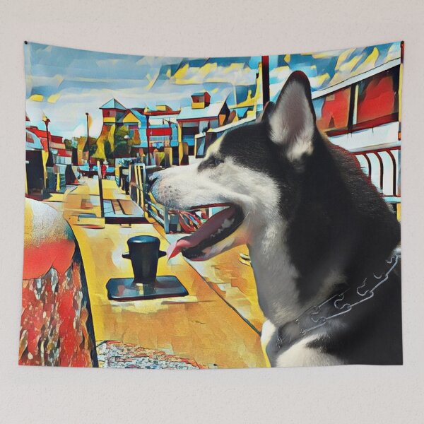 Item preview, Husky on a Pier in Brooklyn designed and sold by bipolarvirgoart.