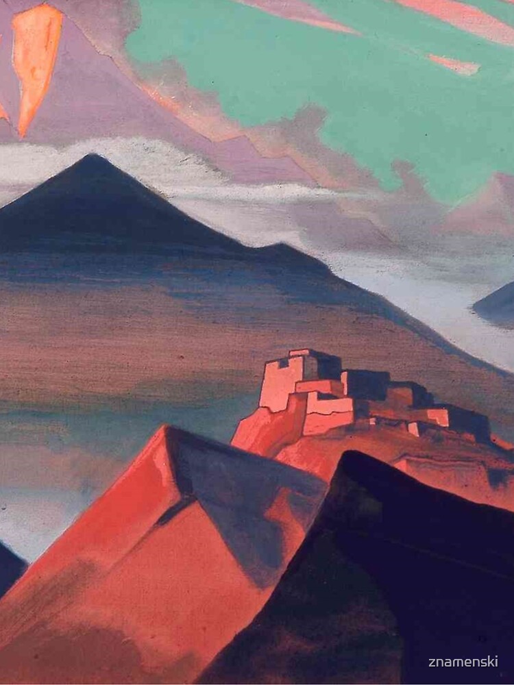 Tent #Mountain by Nicholas #Roerich. #Painting, desert, art, #landscape, mountain, outdoors, tent, valley, canvas by znamenski