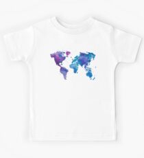 Aquarell Karte der Welt Kinder T-Shirt