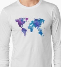 Watercolor Map of the World Long Sleeve T-Shirt