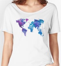 Aquarell Karte der Welt Baggyfit T-Shirt
