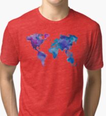 Watercolor Map of the World Tri-blend T-Shirt