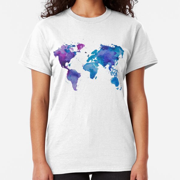 Watercolor Map of the World Classic T-Shirt