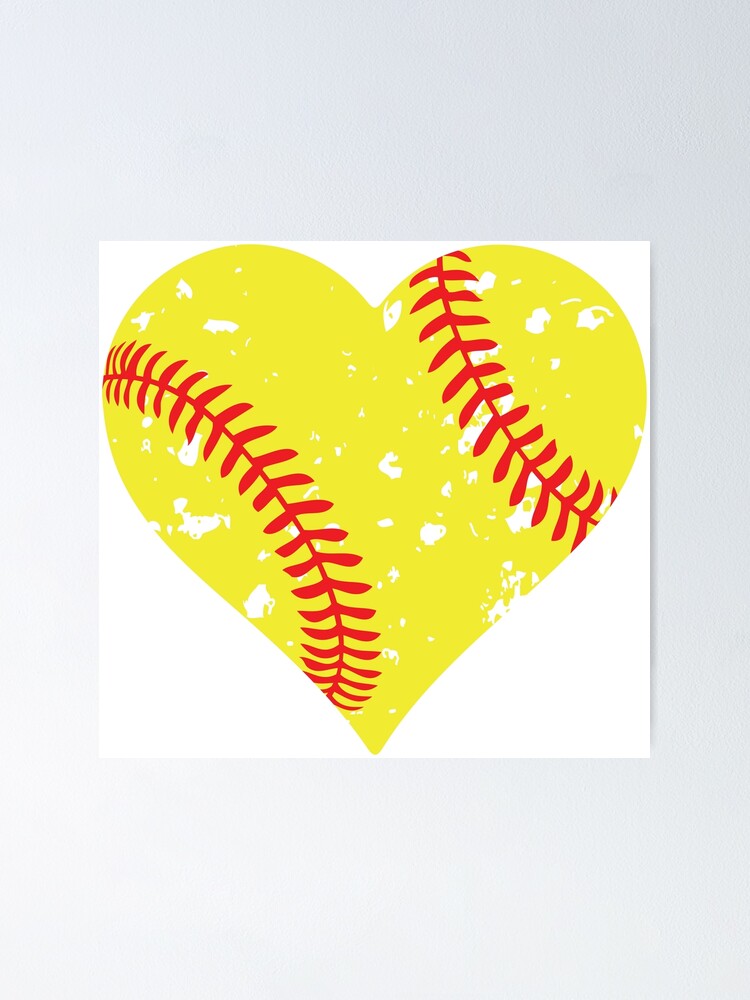 "Distressed Softball Heart" Poster for Sale by Mysewcuteboutiq Redbubble