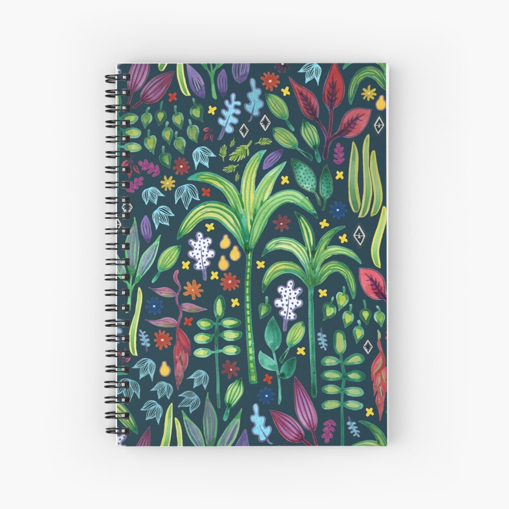Jungle Flora - watercolour pattern by Cecca Designs Spiral Notebook