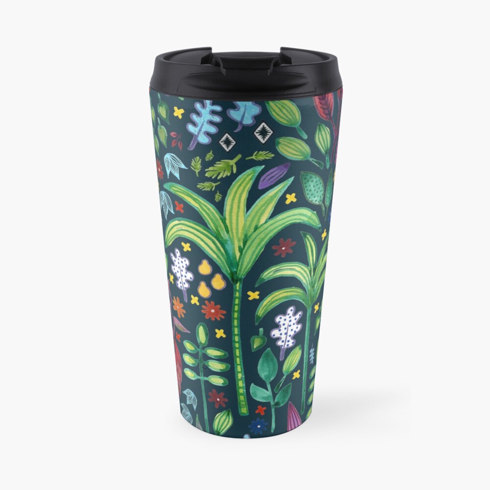 Jungle Flora - watercolour pattern by Cecca Designs Travel Mug