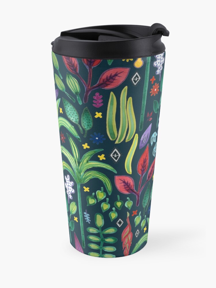 Alternate view of Jungle Flora - watercolour pattern by Cecca Designs Travel Mug
