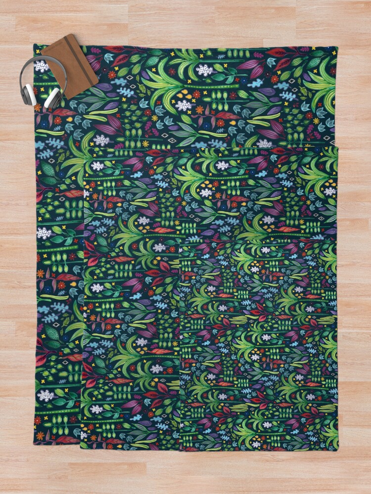 Alternate view of Jungle Flora - watercolour pattern by Cecca Designs Throw Blanket