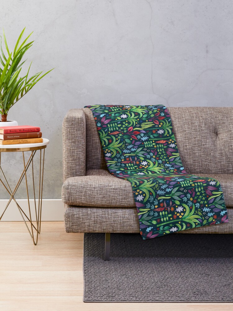 Alternate view of Jungle Flora - watercolour pattern by Cecca Designs Throw Blanket
