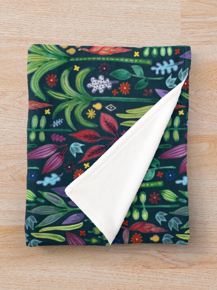 Alternate view of Jungle Flora - watercolour pattern by Cecca Designs Throw Blanket