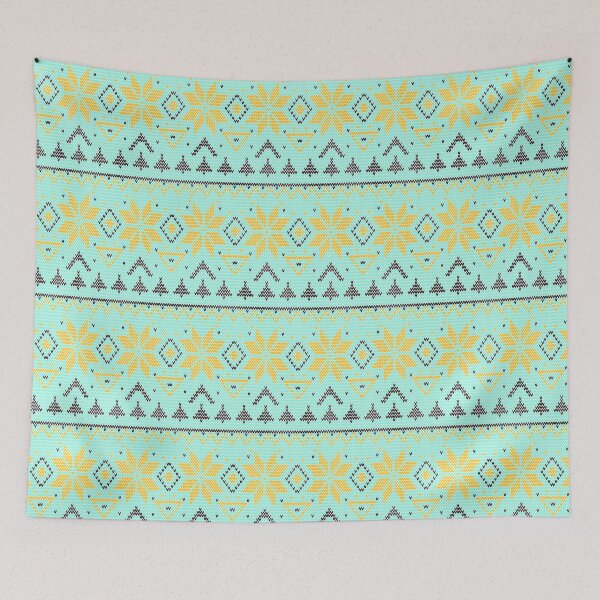 Item preview, Knitted Christmas pattern turquoise designed and sold by fuzzyfox.