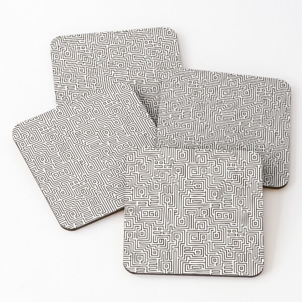 Item preview, Kuba Style Maze Pattern 221019 - Dark Brown and White designed and sold by Artberry.