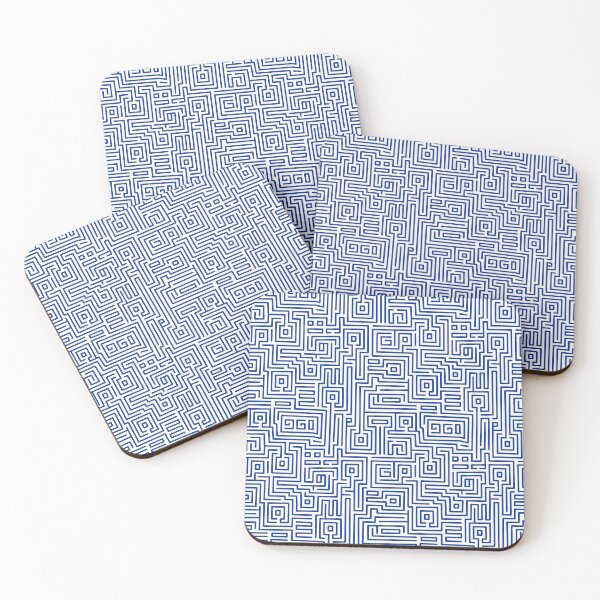 Item preview, Kuba Style Maze Pattern 221019 - Navy Blue and White designed and sold by Artberry.