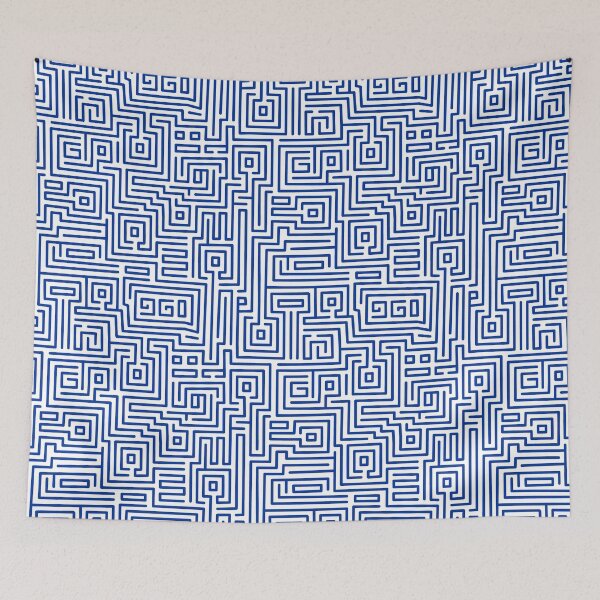 Item preview, Kuba Style Maze Pattern 221019 - Navy Blue and White designed and sold by Artberry.