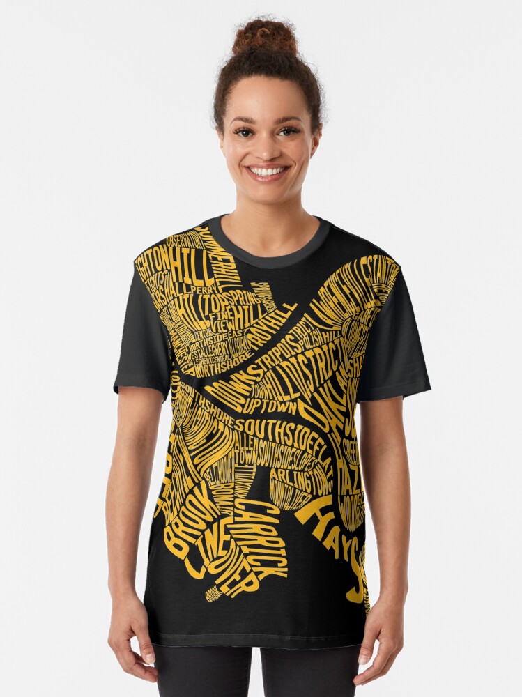 Neighborhoods Of Pittsburgh In Black And Yellow T Shirt By