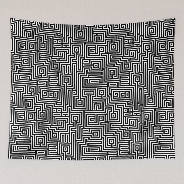 Item preview, Kuba Style Maze Pattern 221019 - White on Black designed and sold by Artberry.