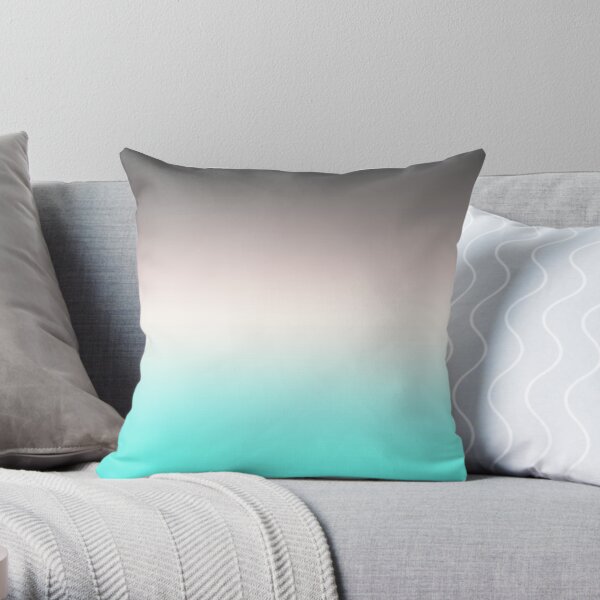 Turquoise gray Ombre Throw Pillow
