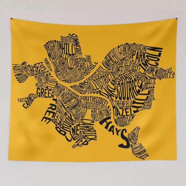 Item preview, Neighborhoods of Pittsburgh in Black On Yellow designed and sold by samvschantz.