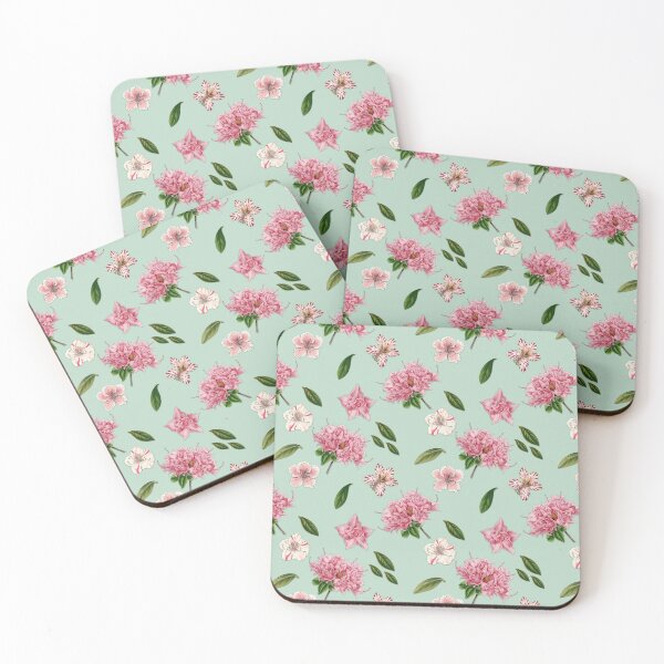 Item preview, Pink Azaleas and Petunias Floral Mint Green Pattern designed and sold by GraphicAllusion.