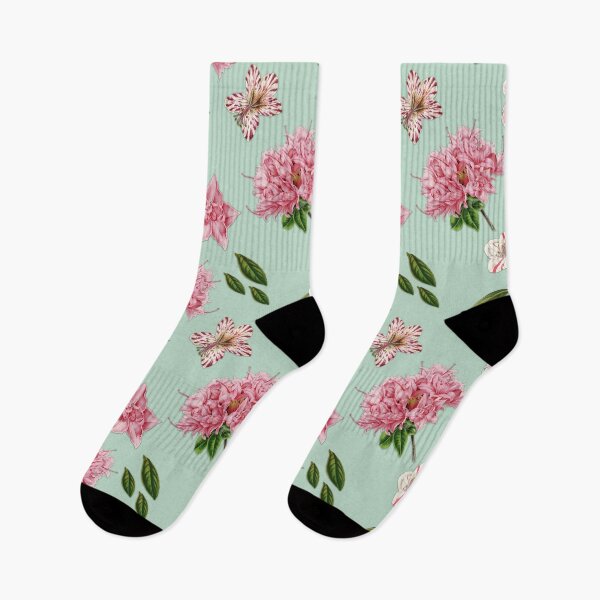 Item preview, Pink Azaleas and Petunias Floral Mint Green Pattern designed and sold by GraphicAllusion.
