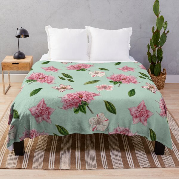 Item preview, Pink Azaleas and Petunias Floral Mint Green Pattern designed and sold by GraphicAllusion.