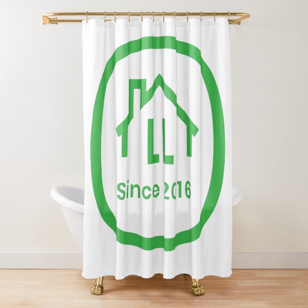 LL White Badge Shower Curtain