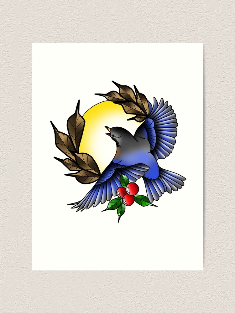 Neo Traditional Bird Art Print By Ceaglestattoos Redbubble