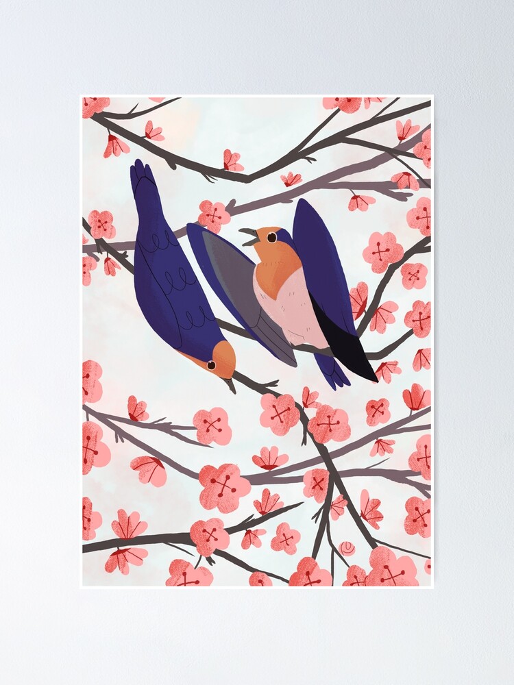 Thumbnail 2 of 3, Poster, Cherry Blossom Swallow designed and sold by reimenayee.