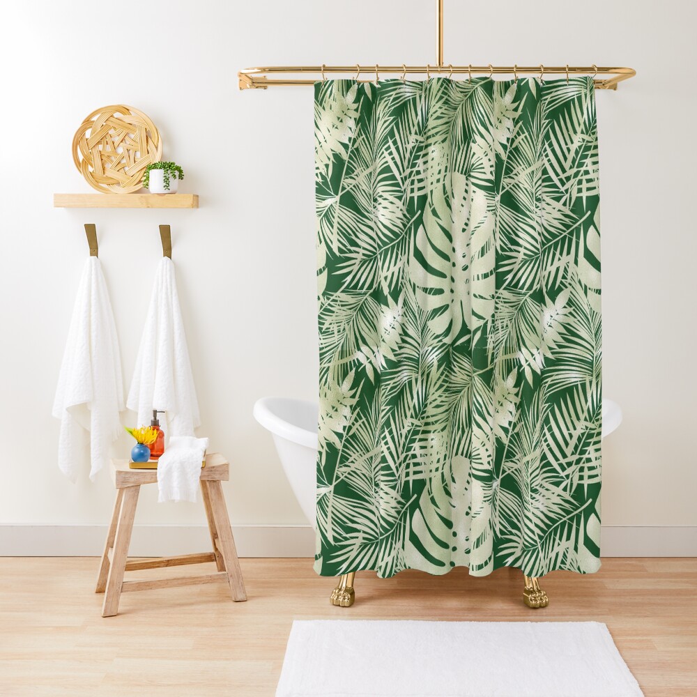 Green Jungle Ferns Shower Curtain