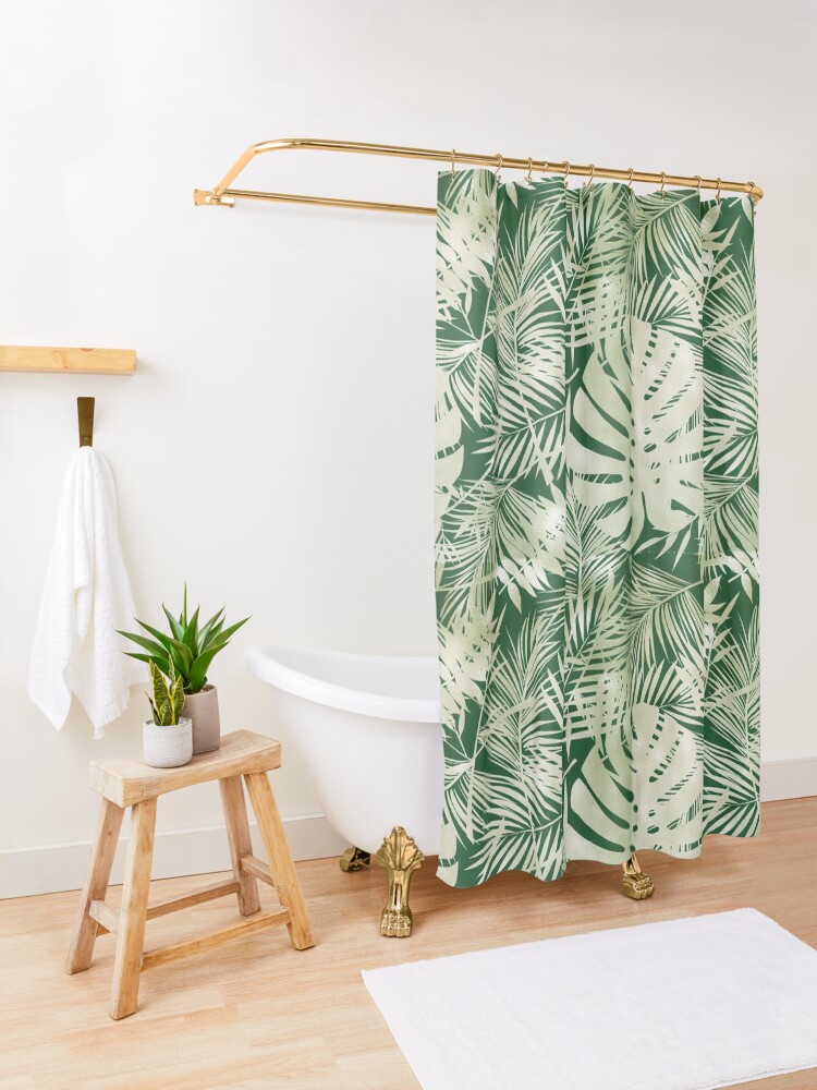 Alternate view of Green Jungle Ferns Shower Curtain