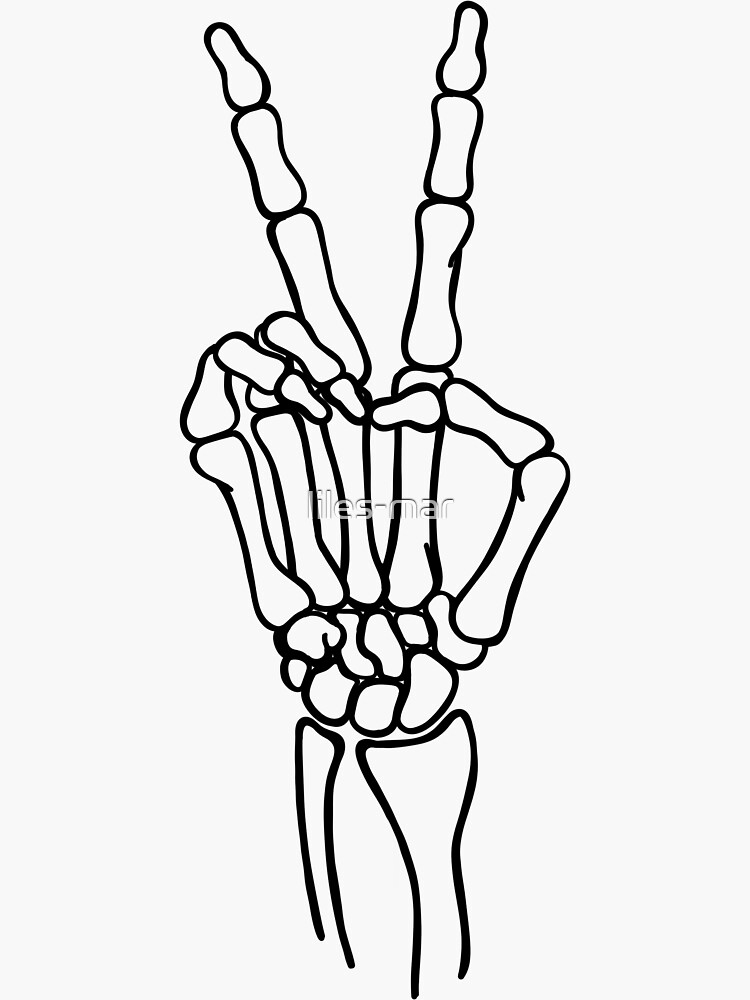 Thumbnail 3 of 3, Sticker, peace out skeleton hand designed and sold by liles-mar.