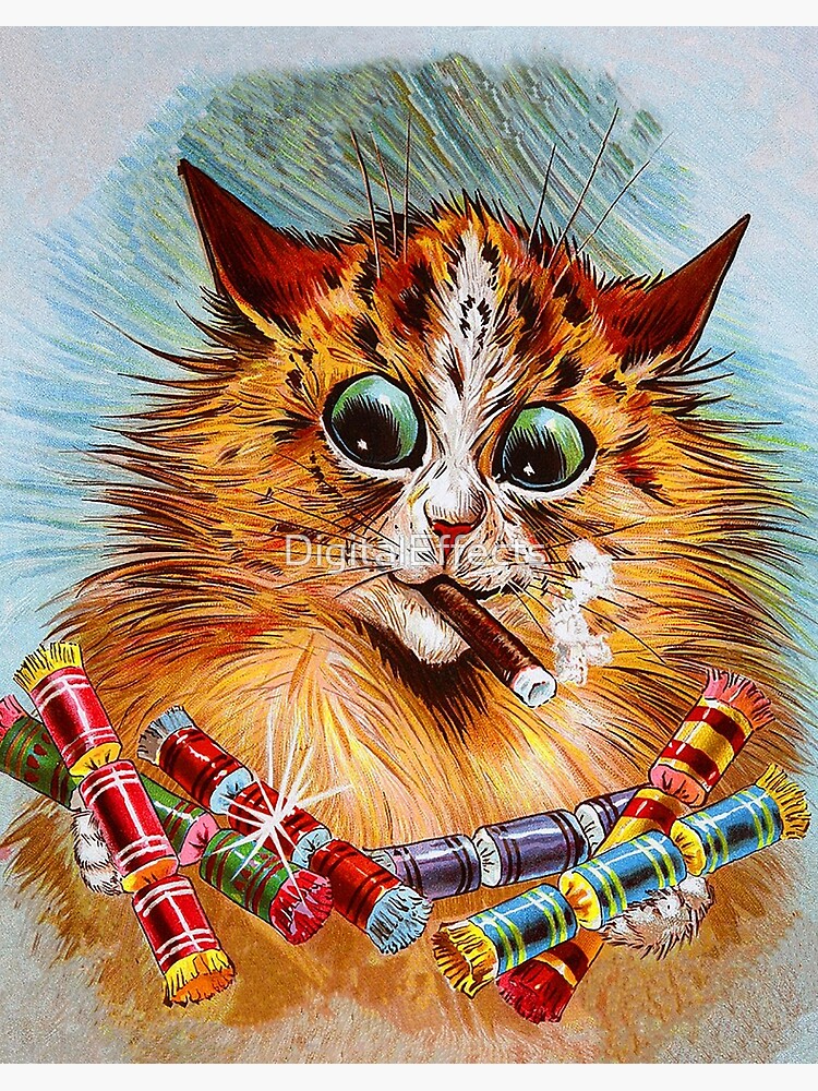 Funny Santa Christmas Cat - Louis Wain Cats Art Board Print for Sale by  DigitalEffects