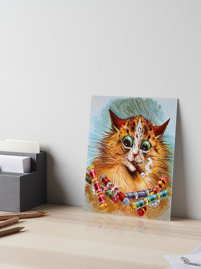 Louis Wain Cats-Funny Cat on Telephone Art Print by Digital Effects