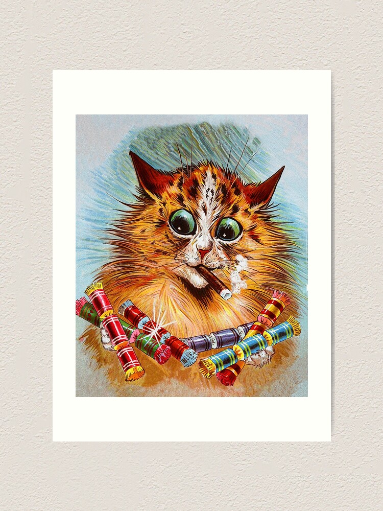 Louis Wain Thinking Cat Art Print