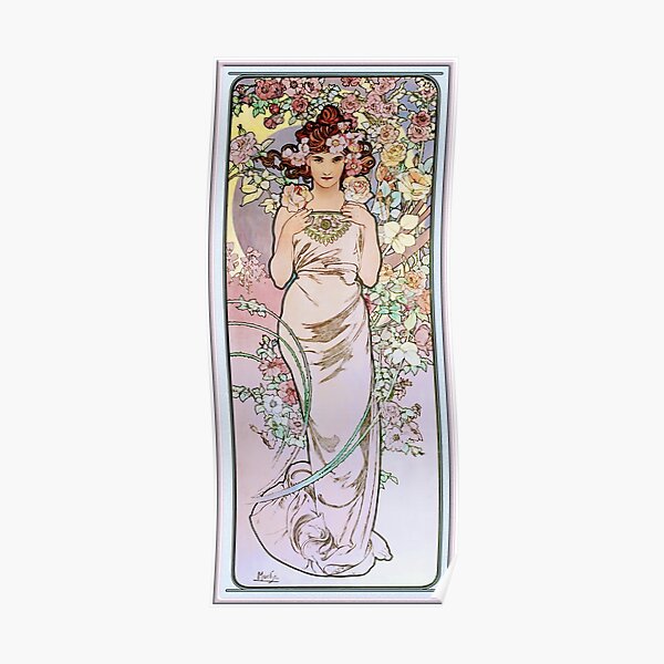 Rose by Alphonse Mucha - Art Nouveau Old Masters Prints Poster