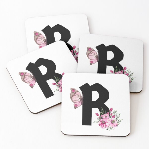 Item preview, letter r pink flower alphabet monogram butterfly designed and sold by atevern.