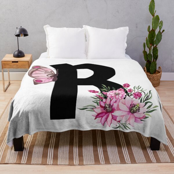 Item preview, letter r pink flower alphabet monogram butterfly designed and sold by atevern.