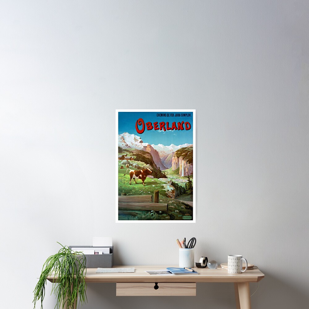 Switzerland Oberland Vintage Travel Poster Restored Poster