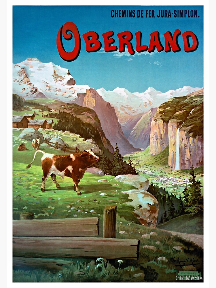 Switzerland Oberland Vintage Travel Poster Restored by vintagetreasure