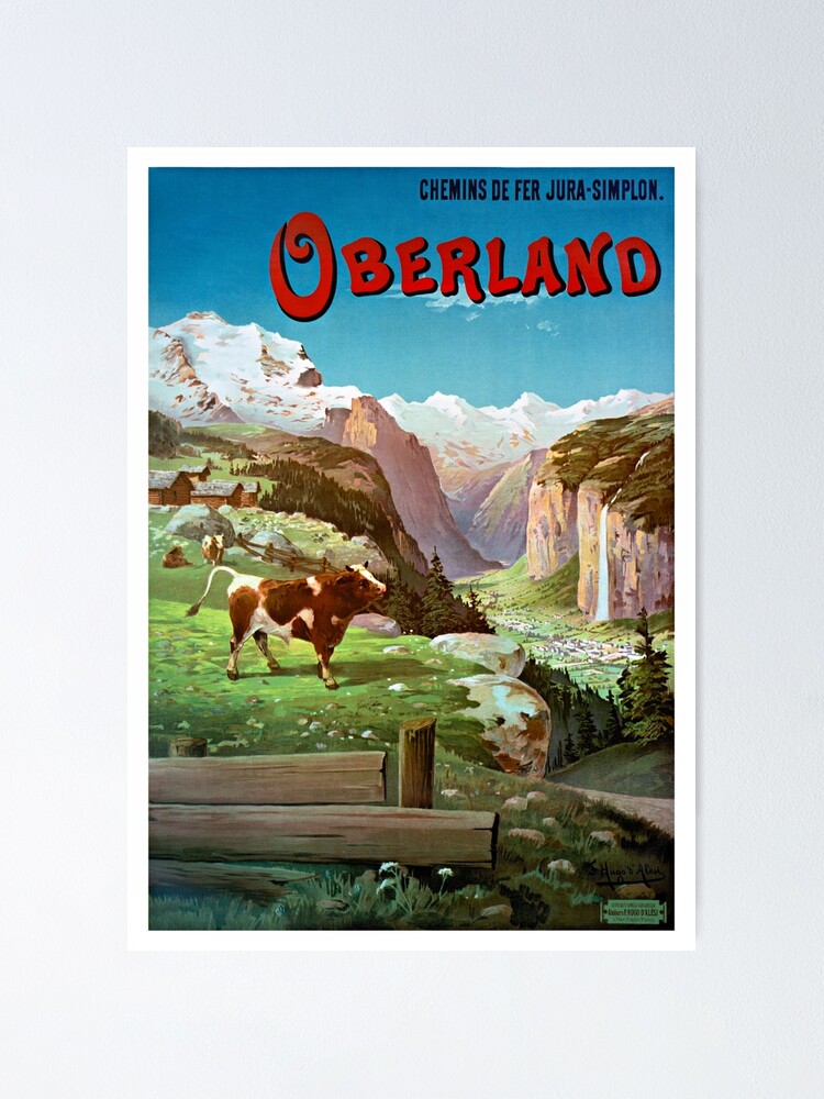 Alternate view of Switzerland Oberland Vintage Travel Poster Restored Poster