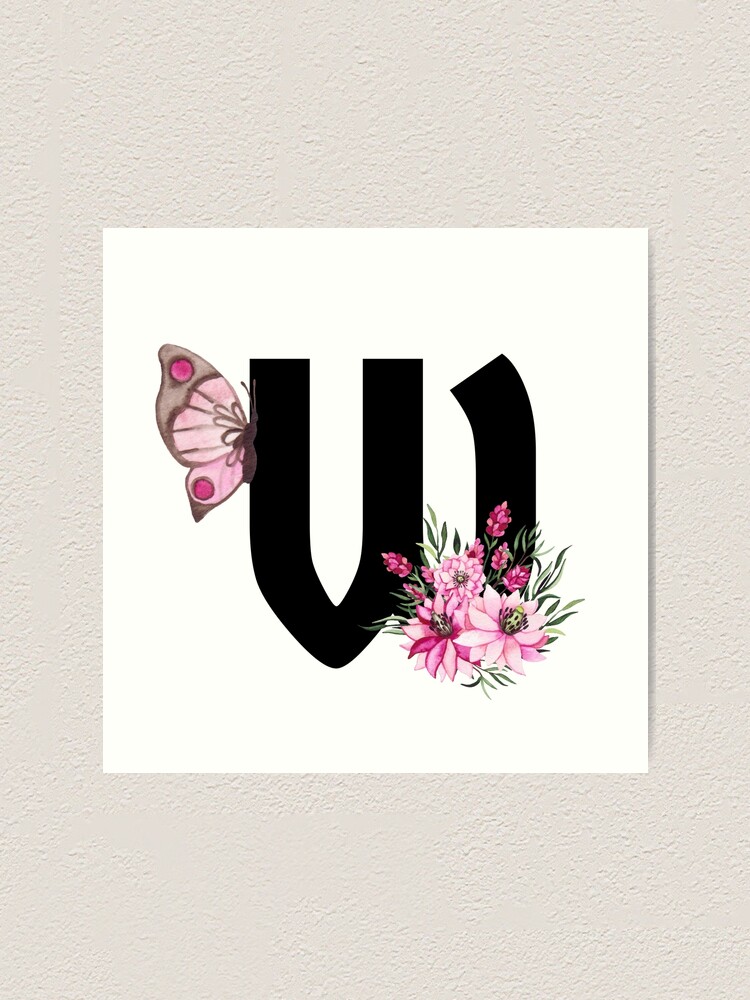 letter b alphabet monogram pink flower and butterfly Lightweight