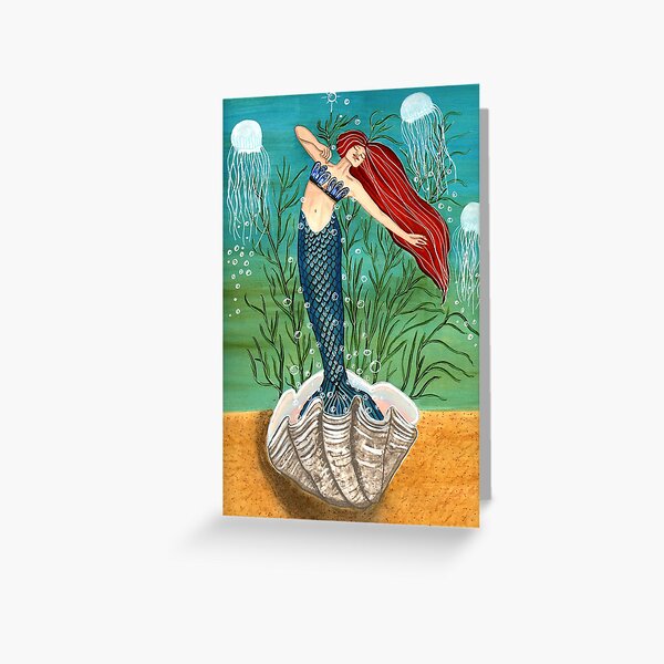 Out Of Her Shell - Mermaid Art Greeting Card