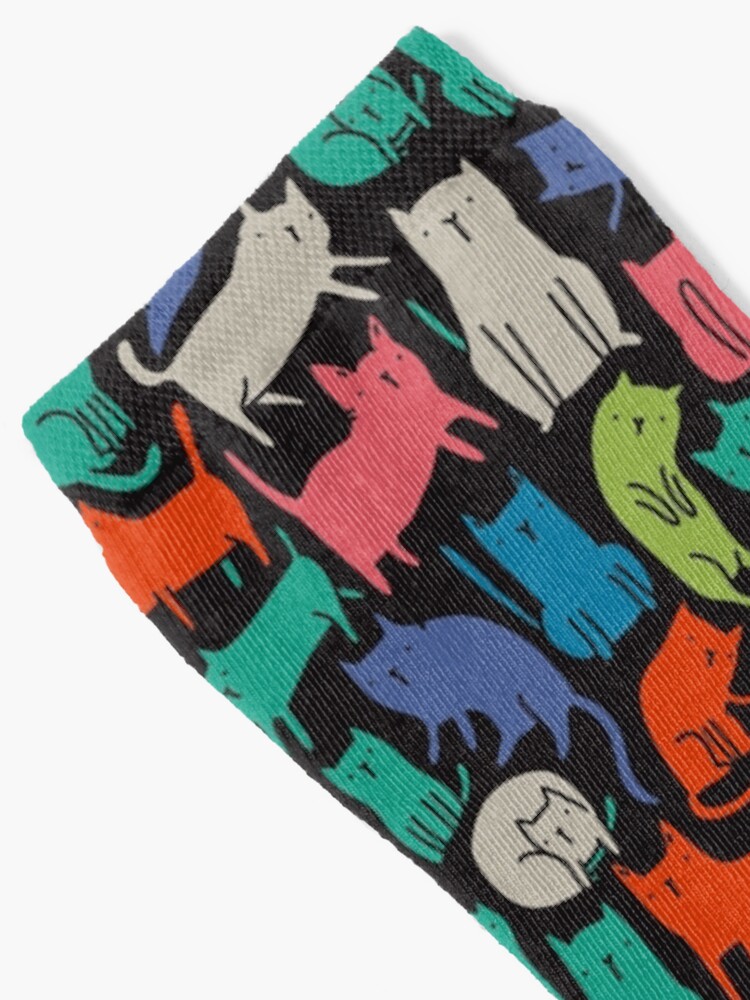 Alternate view of Cool Cats. Funny cute colorful pet design. Socks