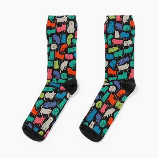 Cool Cats. Funny cute colorful pet design. Socks