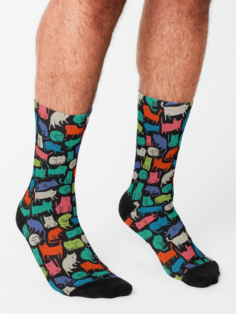 Alternate view of Cool Cats. Funny cute colorful pet design. Socks