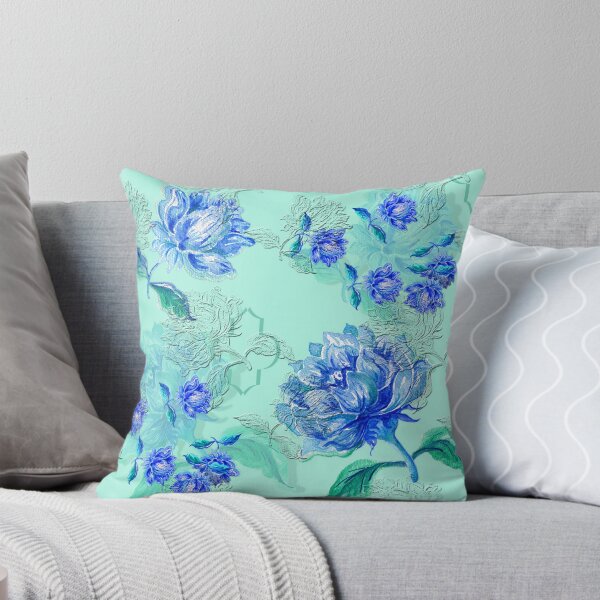 Item preview, Blue Watercolor Floral, Mint Green Background designed and sold by Sharon Schwalbe.