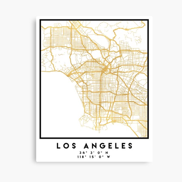 LOS ANGELES KALIFORNIEN CITY STREET MAP ART Leinwanddruck