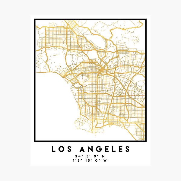 Item preview, LOS ANGELES CALIFORNIA CITY STREET MAP ART designed and sold by deificusArt.