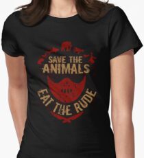 save the animals, EAT THE RUDE Women's Fitted T-Shirt
