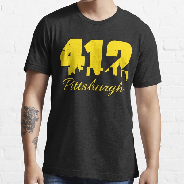 Pittsburgh Tshirt 412 City Skyline Yellow Pittsburgh T-Shirt